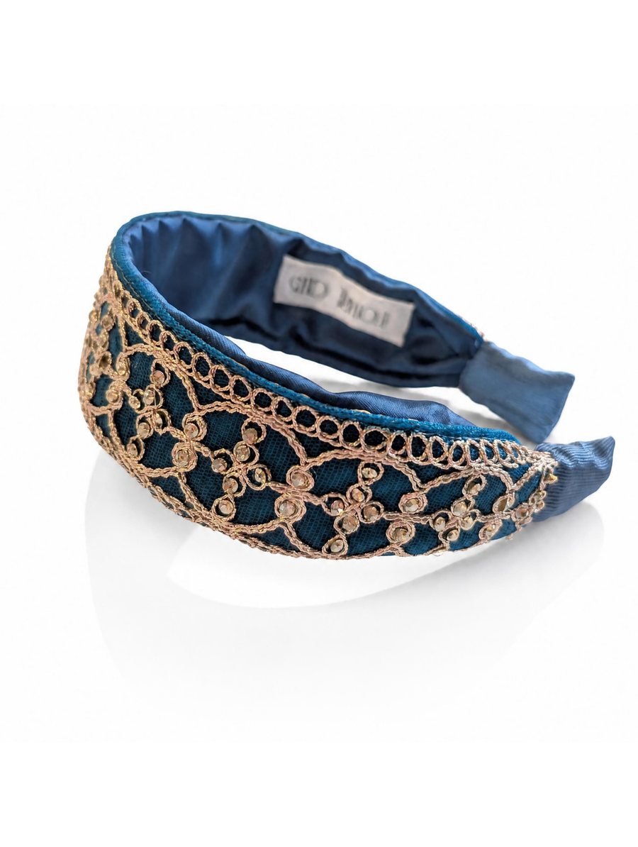 Serre-tête Castille bleu cobalt à strass
