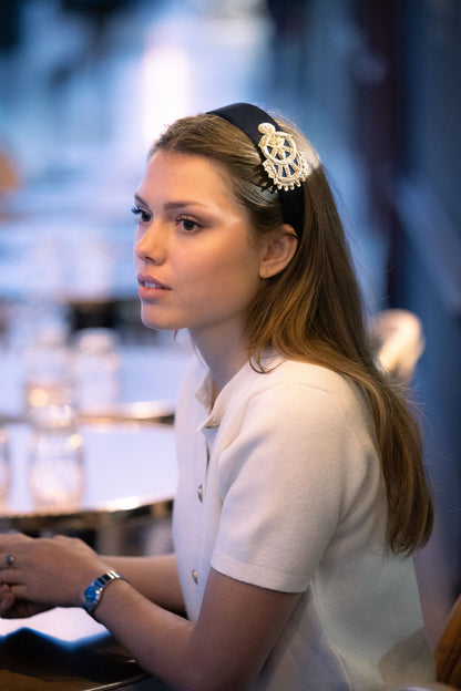 Serre-tête femme Ella – Bijou de cheveux chic en satin bleu nuit