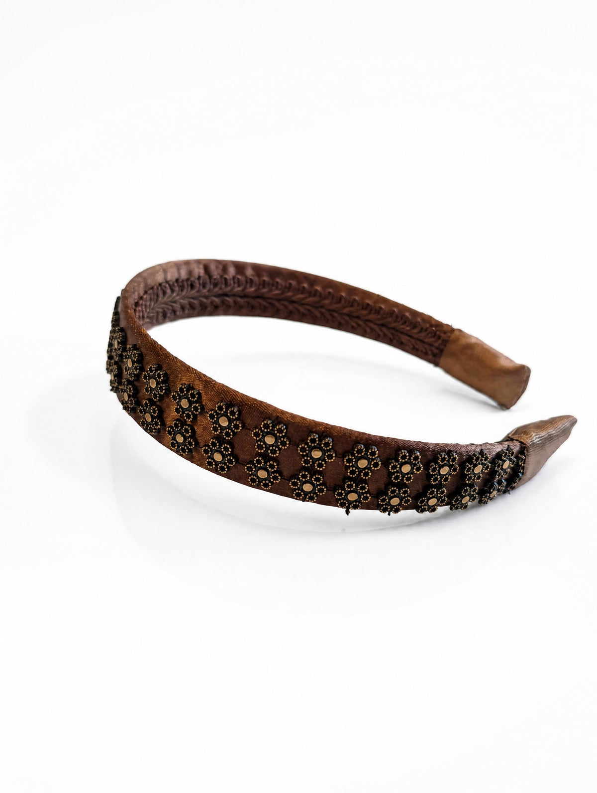 Serre-tête Romane bijou fleurs marron glacé