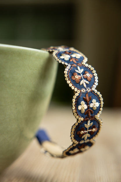 Serre-tête Léonor – Fil de soie de sari et sequins | Accessoire cheveux bohème