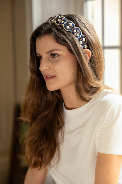 Serre-tête Léonor – Fil de soie de sari et sequins | Accessoire cheveux bohème